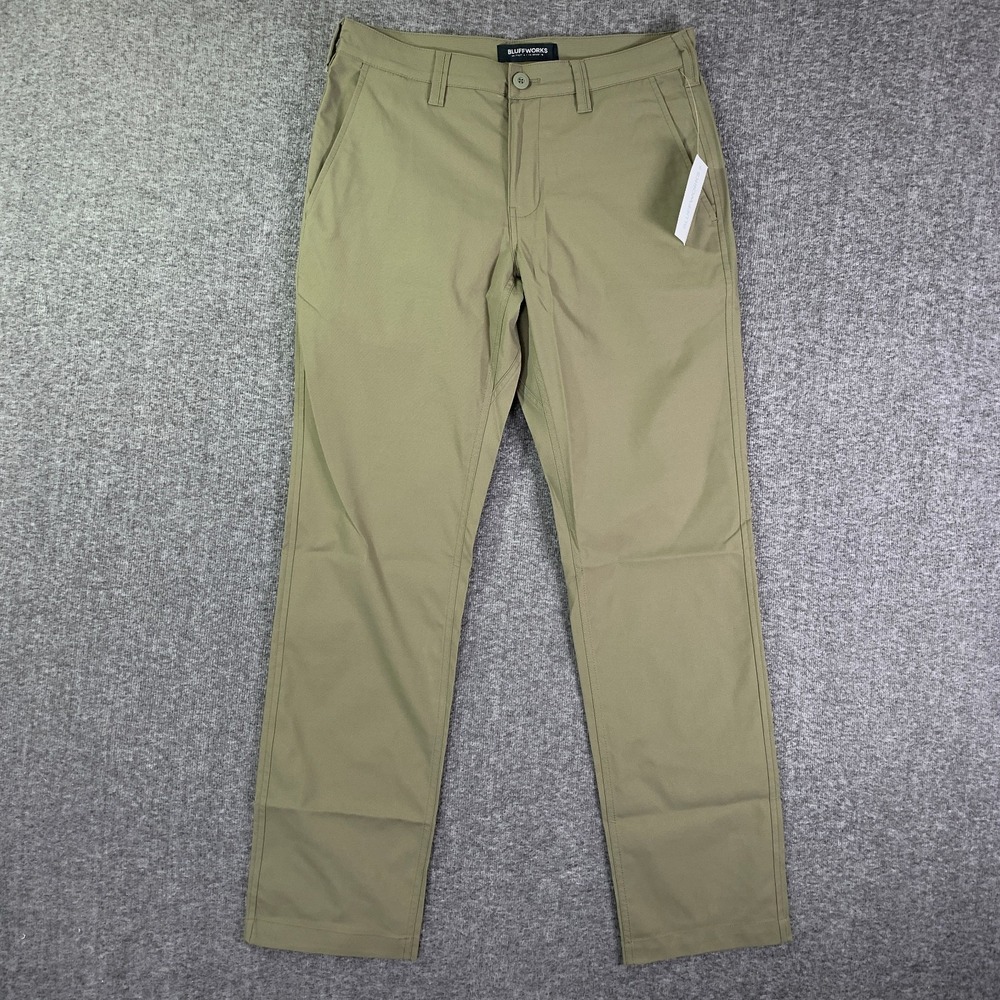 Bluffworks Ascender Chino Pants Men 30x32 Green Regular Fit NEW
